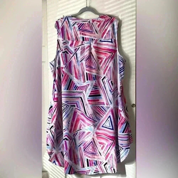 Attention Multicolor Triangle Geometric Print Dress, Sleeveless Tunic Size 2X - Picture 4 of 5